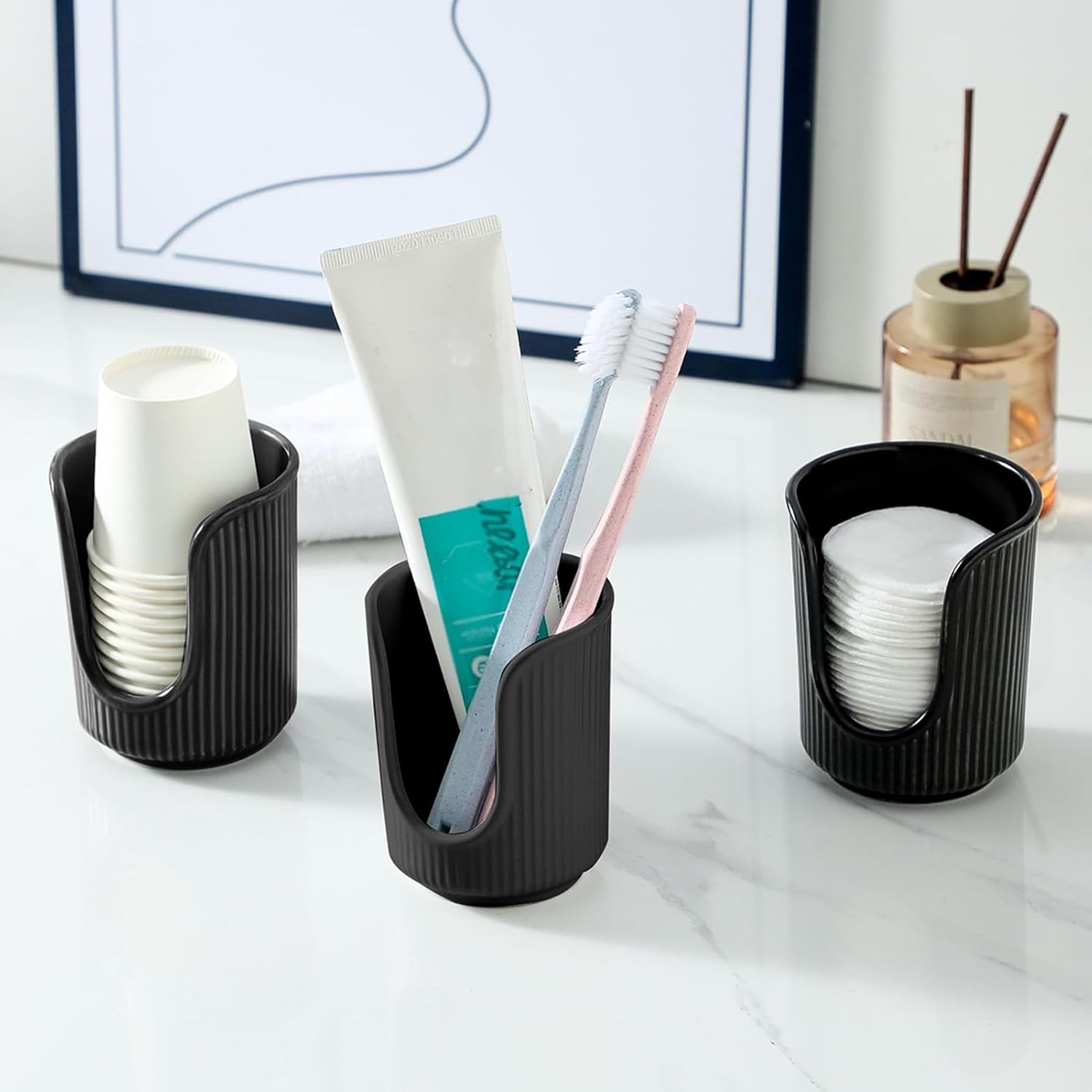 Compact Plastic Cup Holder for Bathroom Vanity