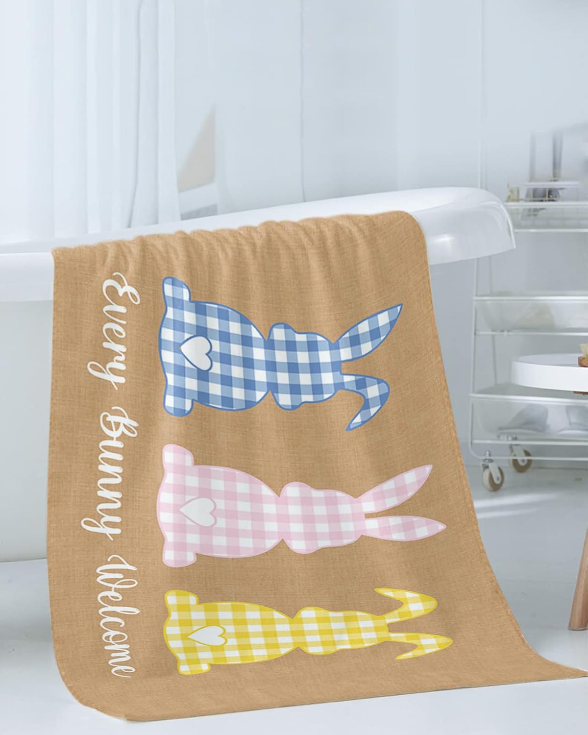 ZOE GARDEN Easter Bunny Plaid Towel Set 1