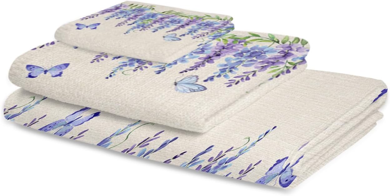 Smile Sunflower 3 Pcs Bath Towel Set - Soft Retro Floral Linen Towels