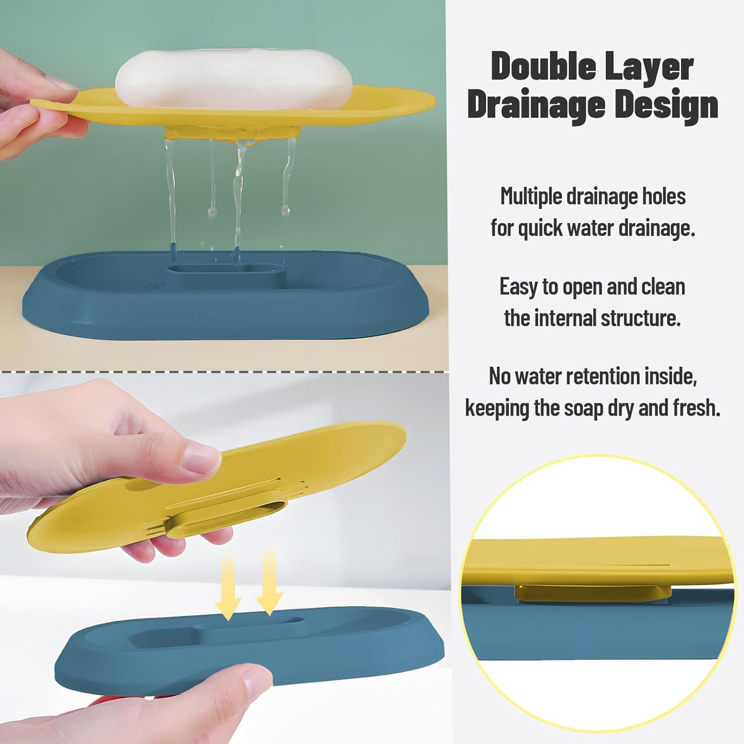 Stylish Floating Soap Holder - Double Layer Drainage Quick-Dry Dish