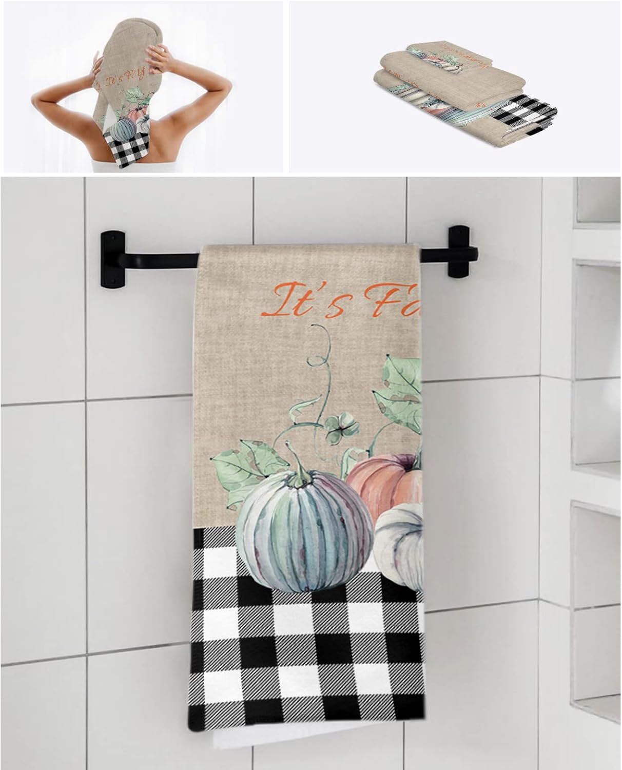 ZOE GARDEN Autumn Fall Thanksgiving Harvest Towel Set 3-Piece