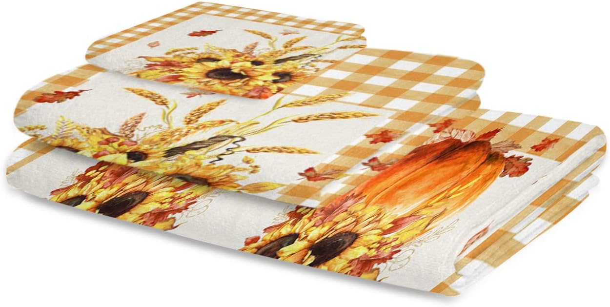 Chees D Zone Orange Pumpkin Sunflower Bath Towel Set