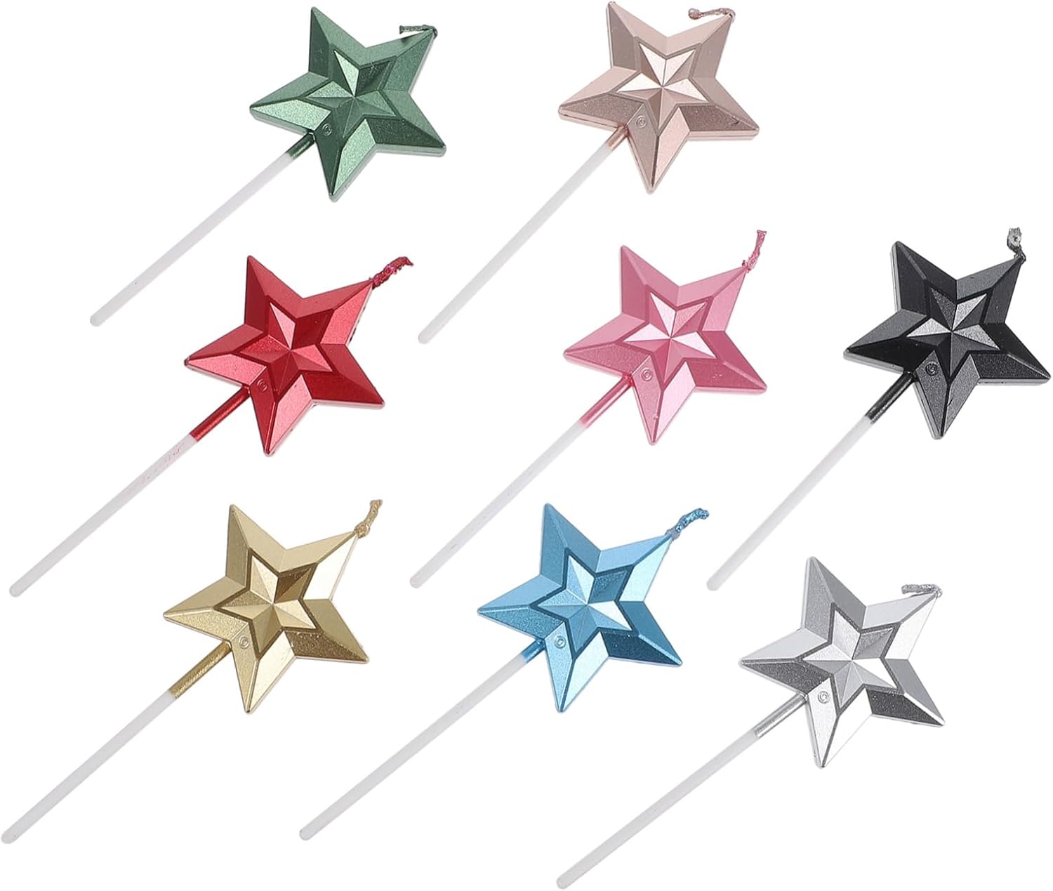 8 Pcs Mixed Color 3D Star Birthday Candles