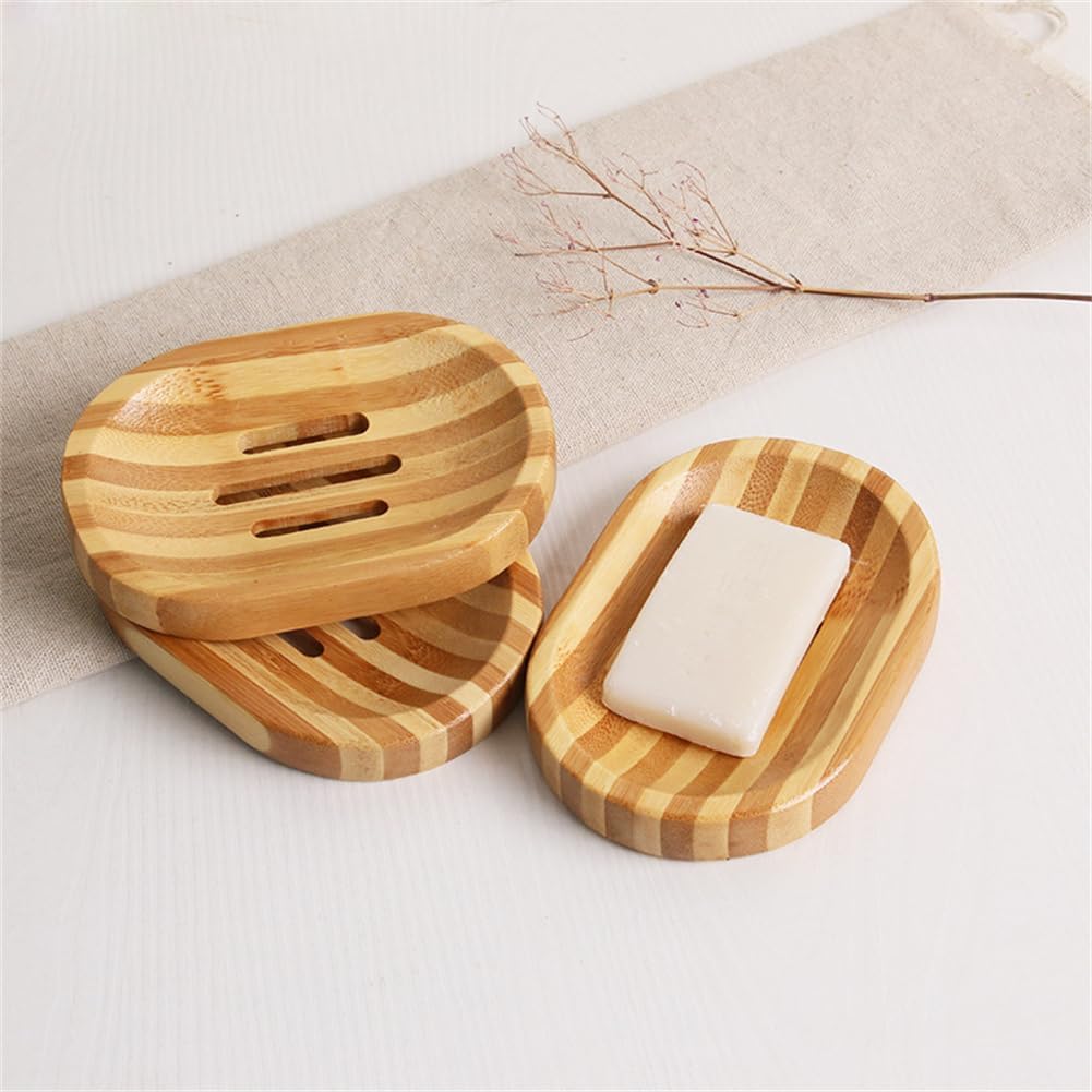 WELANGBN Bamboo Soap Dish Natural Pink Holder