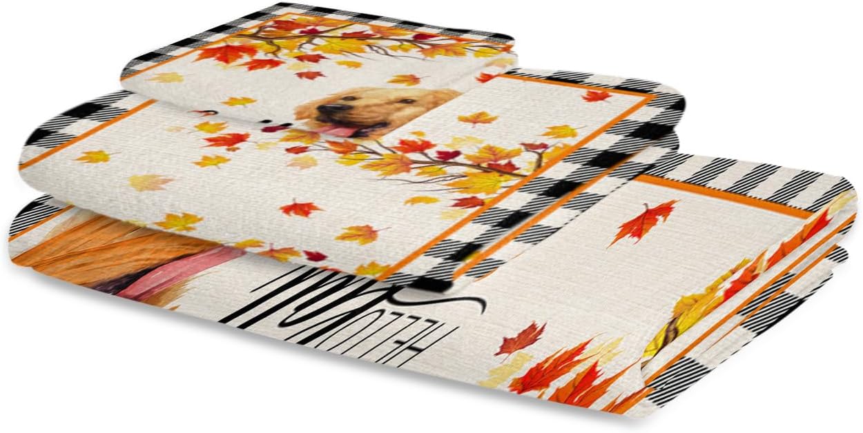 ZOE GARDEN Thanksgiving Fall Buffalo Plaid Towel Set 3-Piece