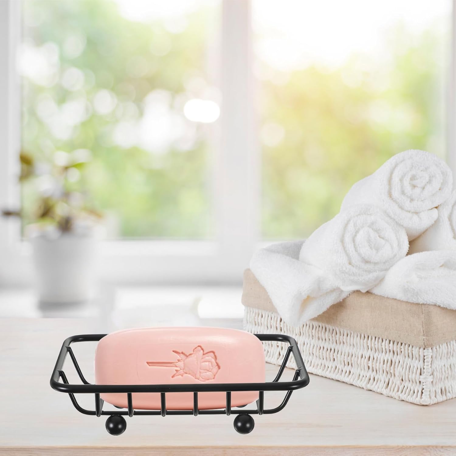 Luxshiny Sturdy Black Soap Dish Holder