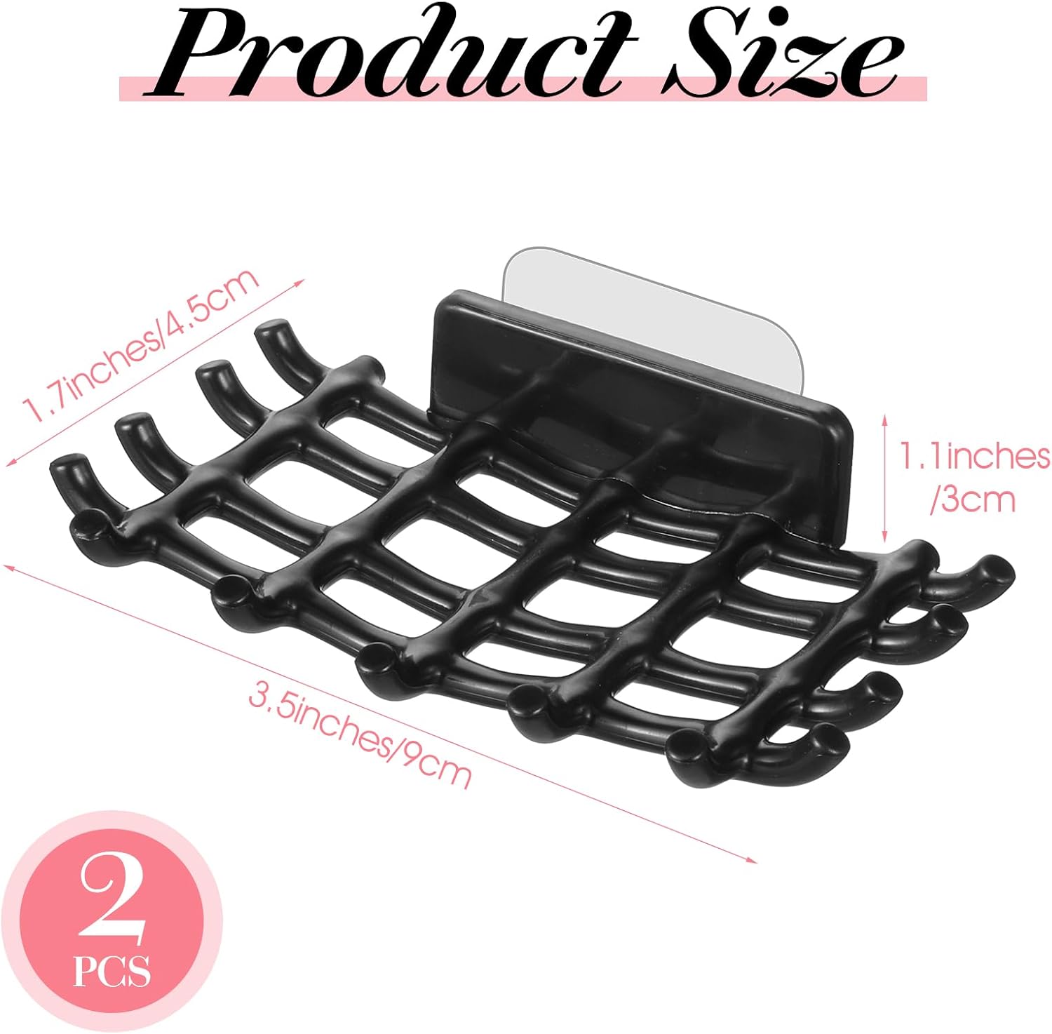 2 pcs Shower Soap Holder with Hooks - Black
