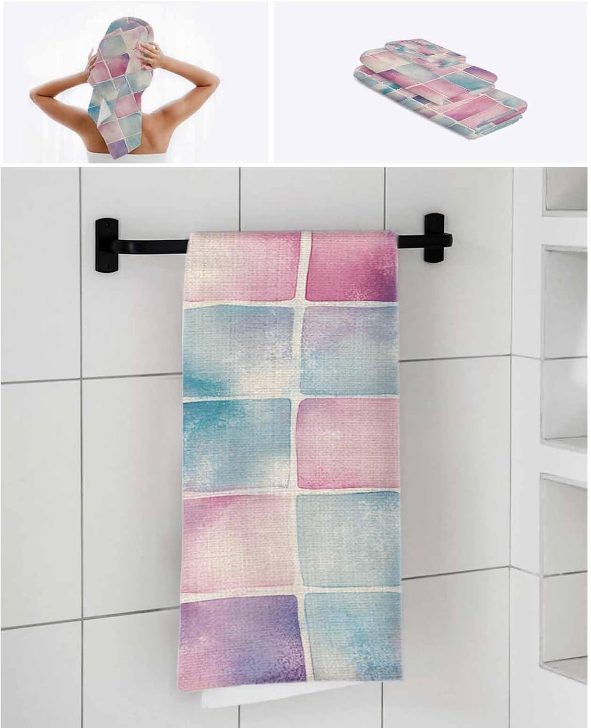 Shine-Home Watercolor Lattice Towel Set