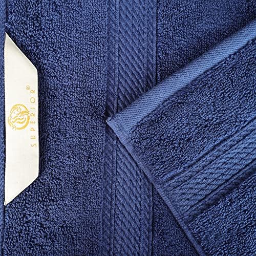 Superior Egyptian Cotton Pile 3 Piece Towel Set Navy Blue