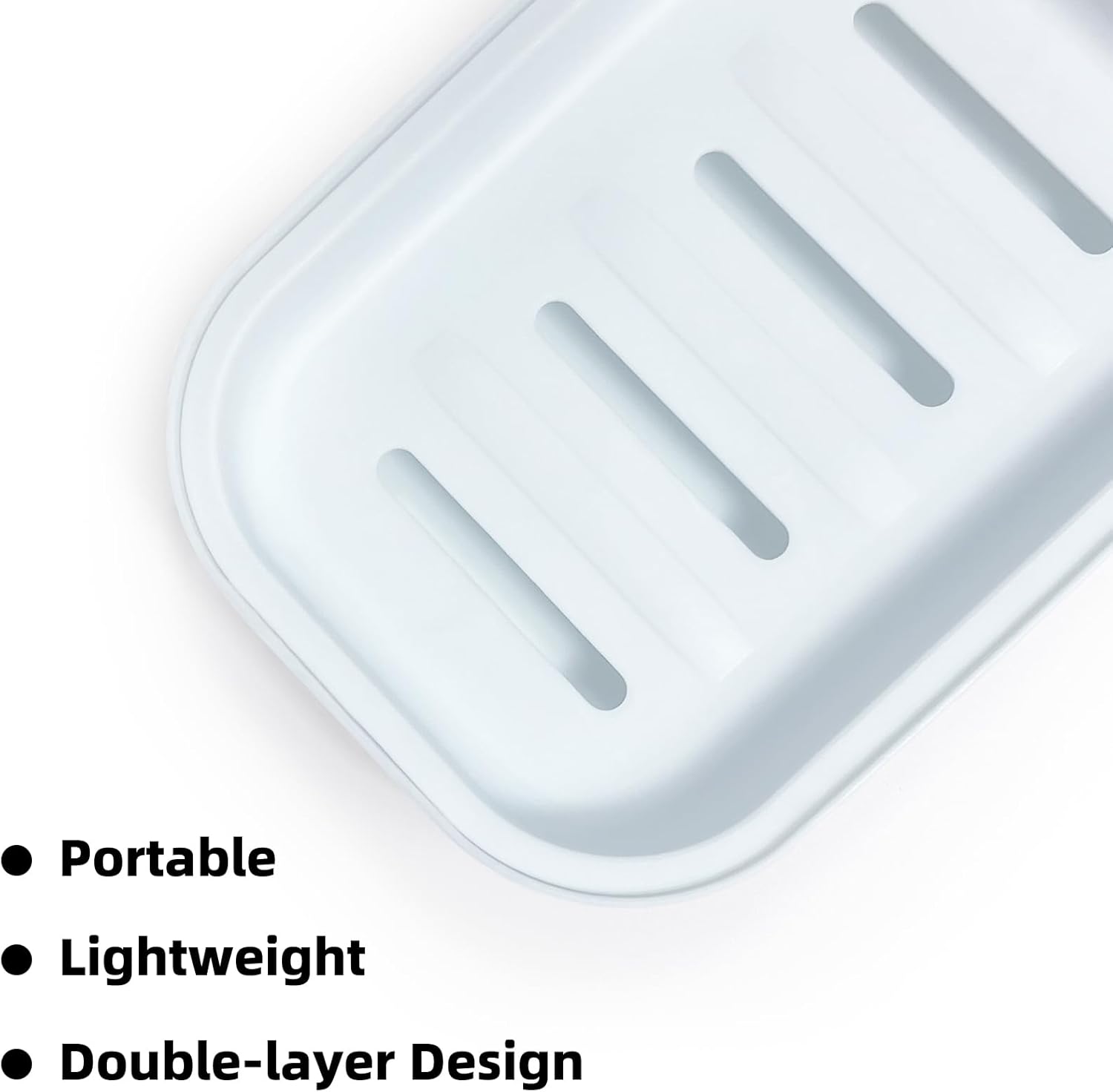 Double Layer Draining Soap Dish with Lid - Light Blue