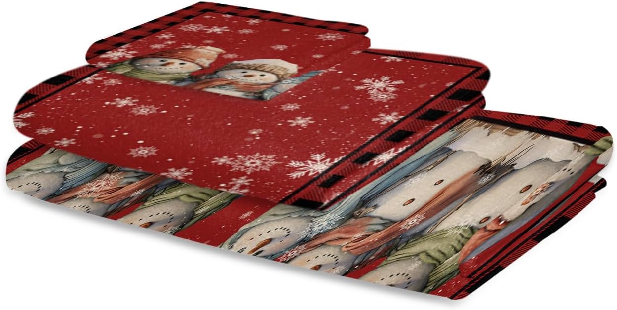 ZOE GARDEN Christmas Red Towel Set 3-PC Quick Dry Luxury Soft