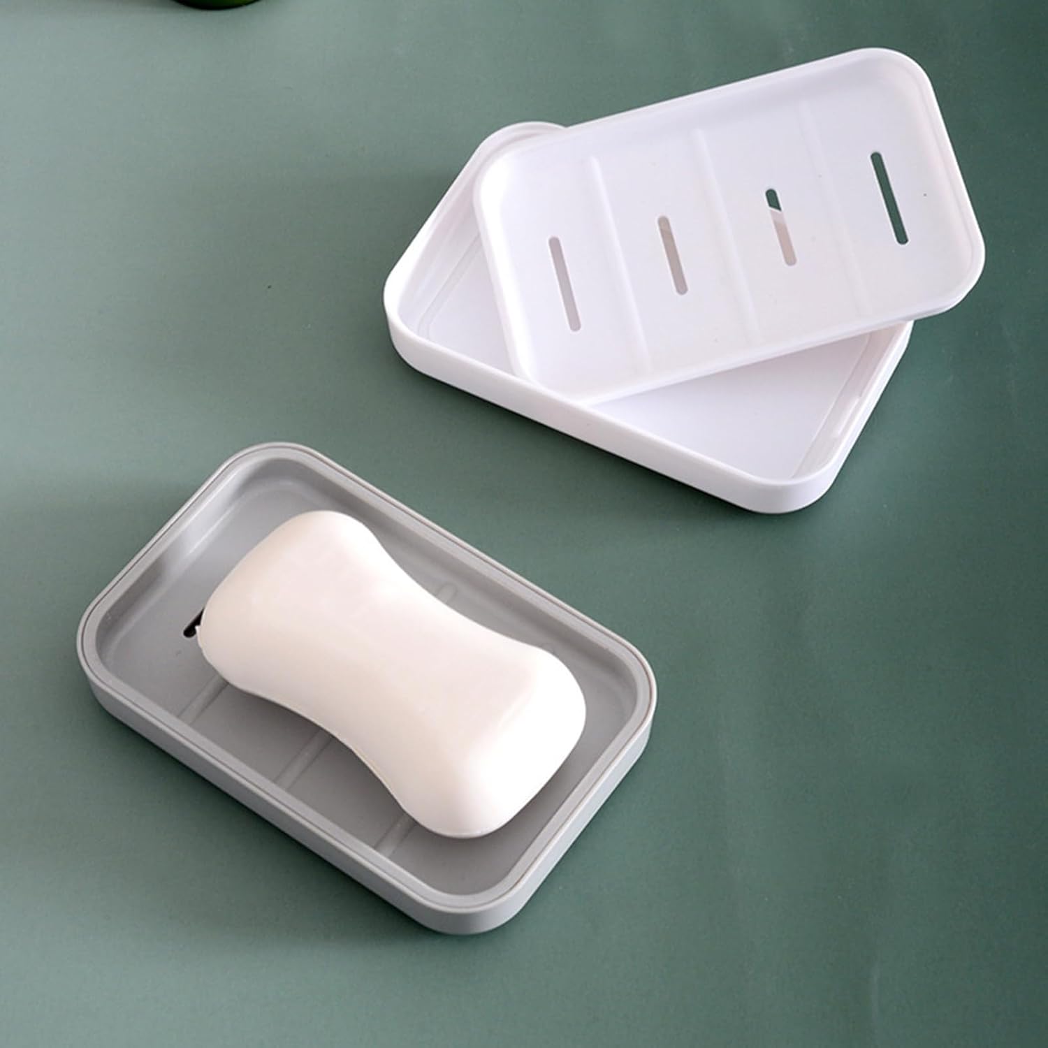 Staol 2PCS Plastic Soap Holder for Bathroom and Kitchen