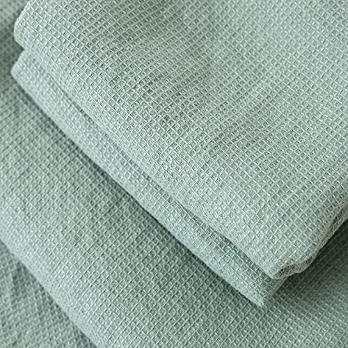 LinenMe Spa Green X2 Linen Waffle Towels Set of 2