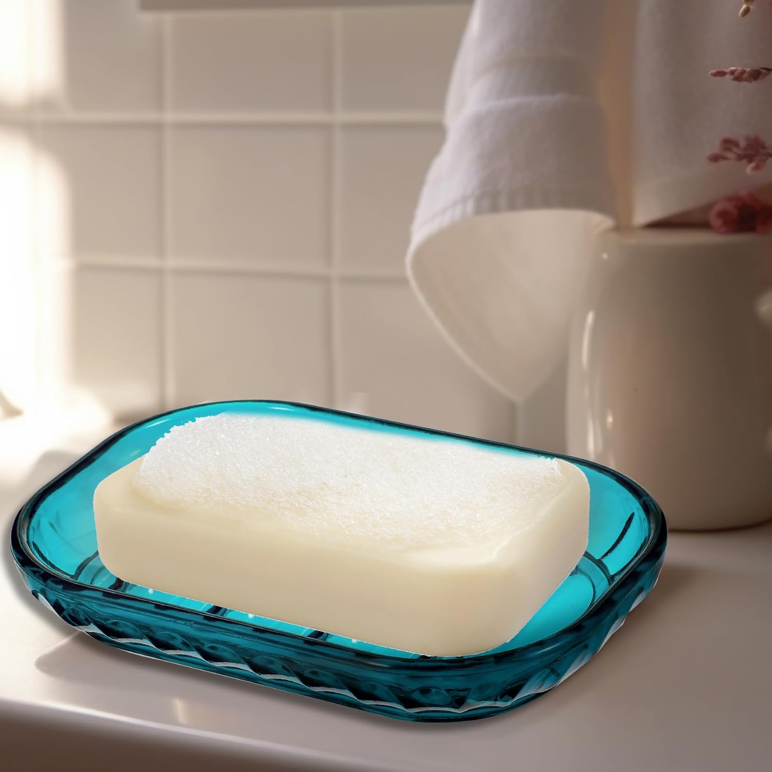 Qianyu 2 Pcs Clear Soap Saver Holder for Bathroom and Kitchen