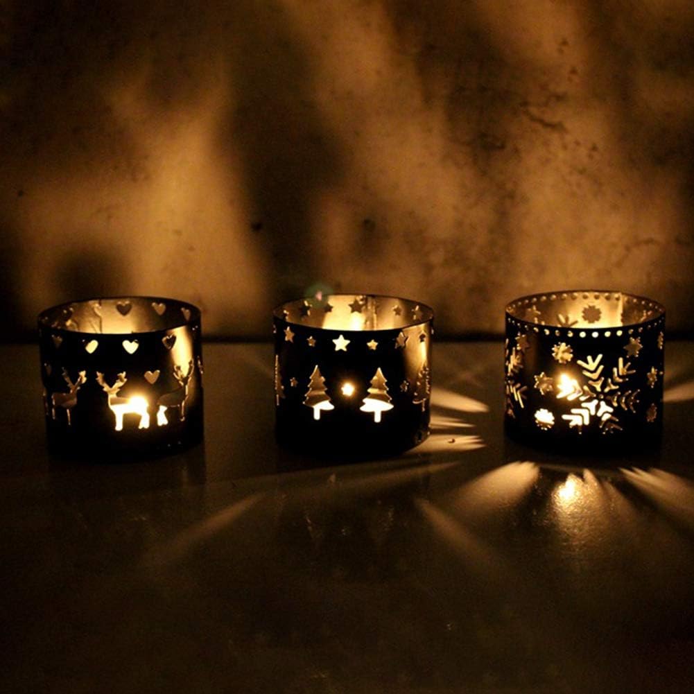 Klun Black Christmas Tree Candle Holder with Elk and Snowflake