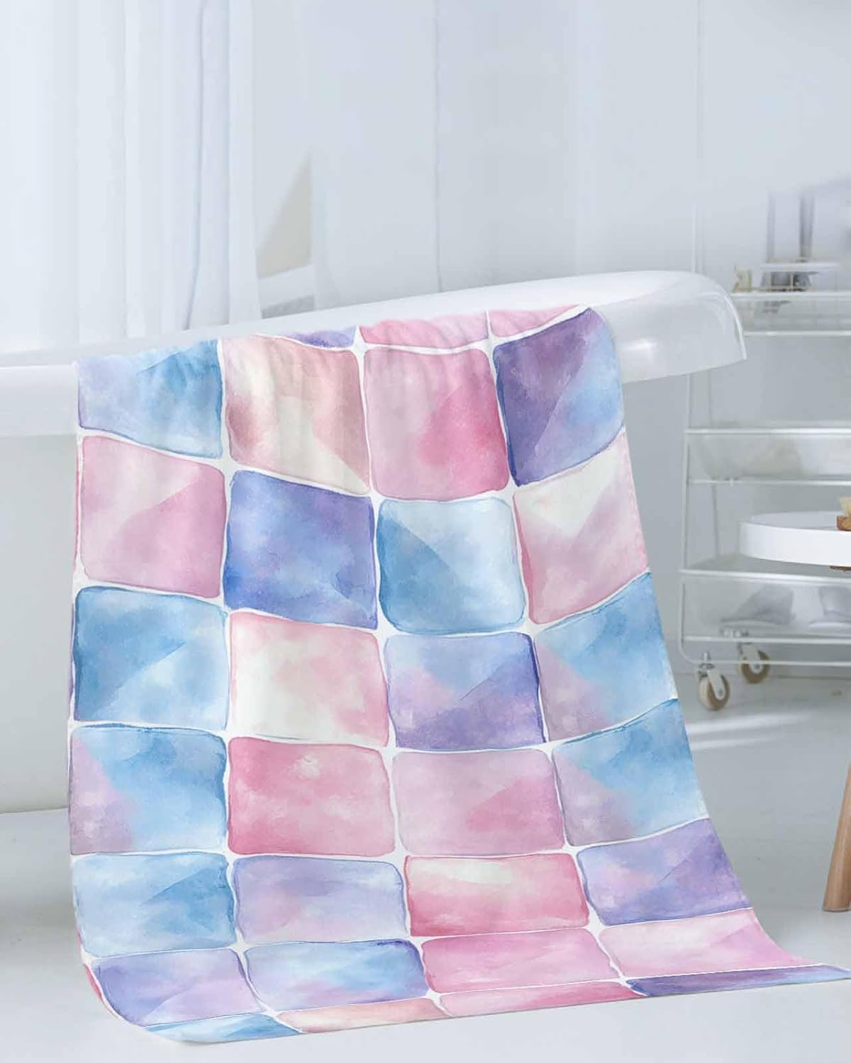 Shine-Home Geometric Plaid Towel Set 3PCS