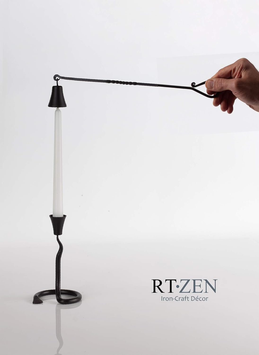 RTZEN Antique Bell Candle Snuffer - Handcrafted Wrought Iron Candlesnuffer with Long Handle