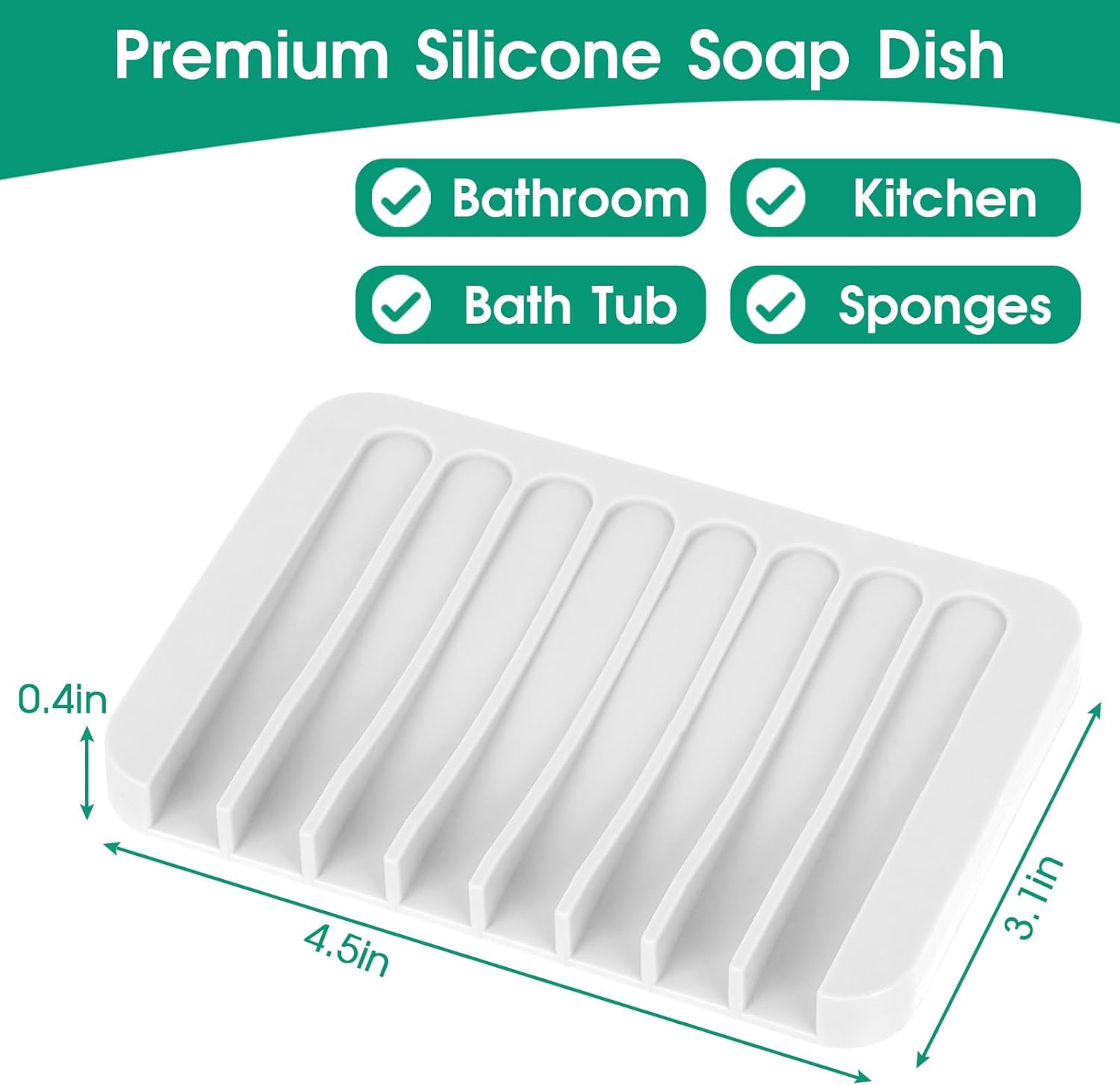 3PCS Self Draining Silicone Soap Holder for Bathtub Shower Kitchen