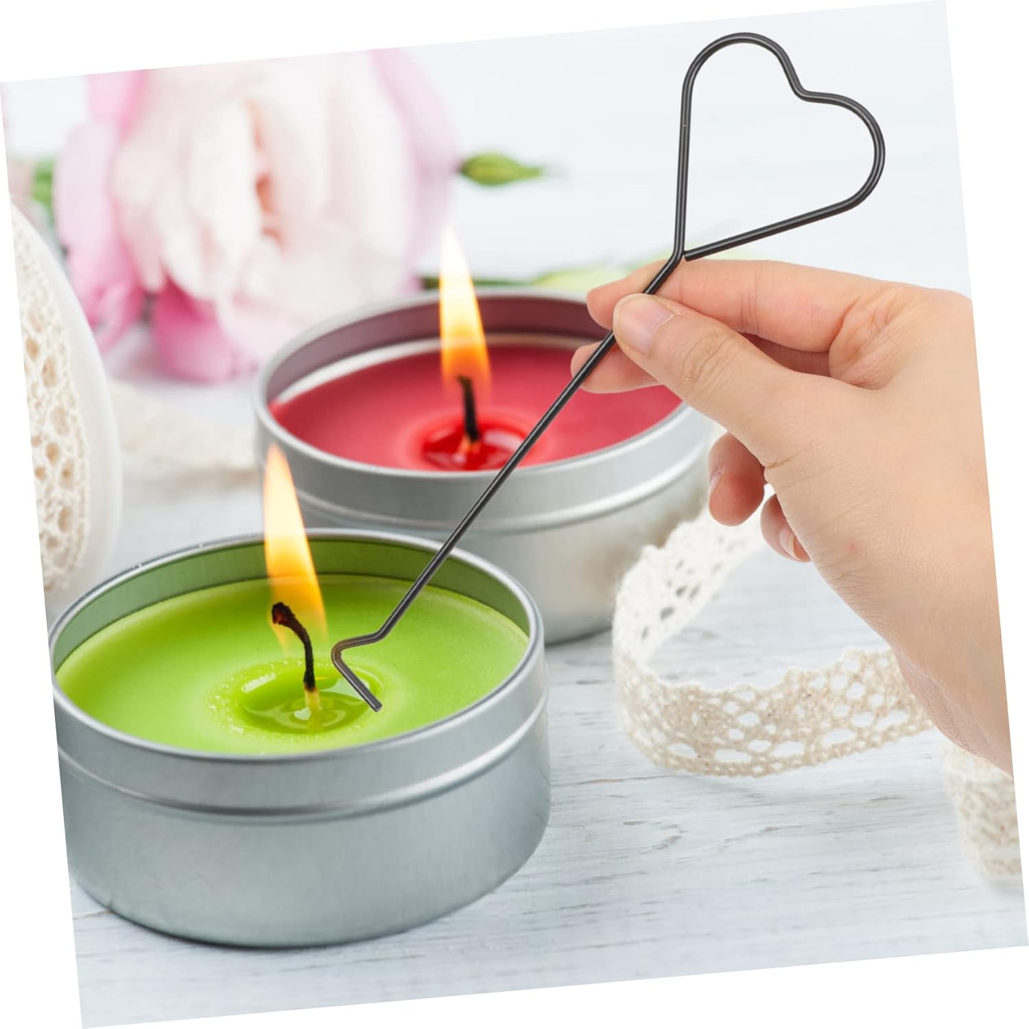 LIFKOME 4pc Heart Design Candle Wick Hooks