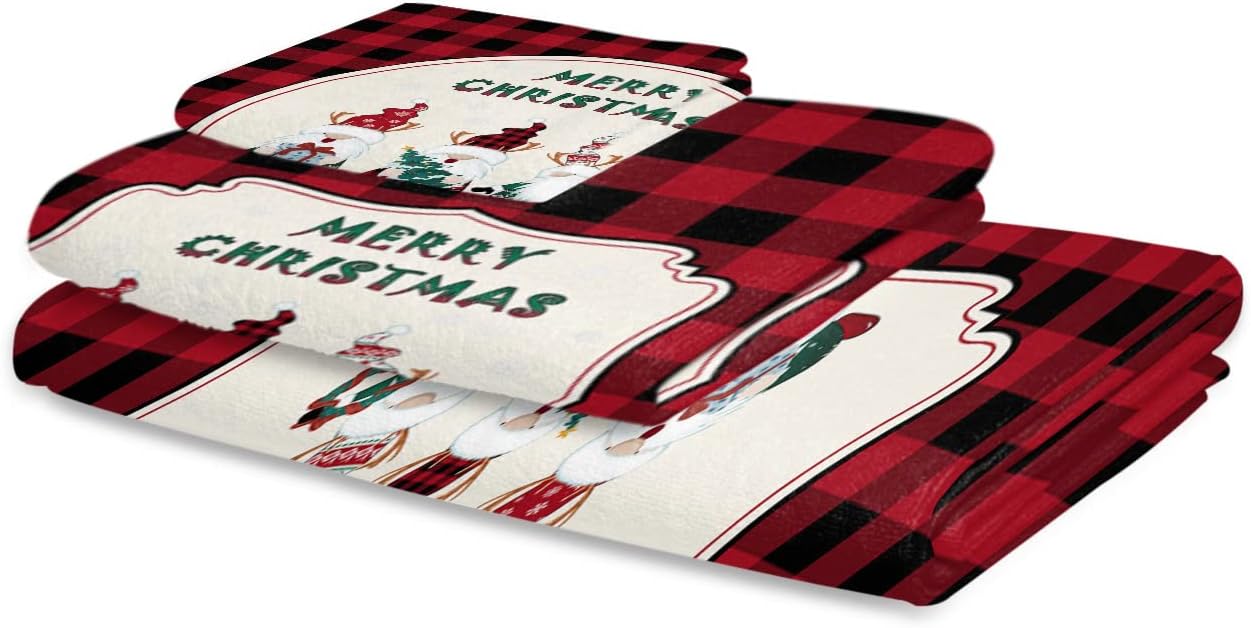 Shine-Home Check Red Black Towel Set for Bathroom 1