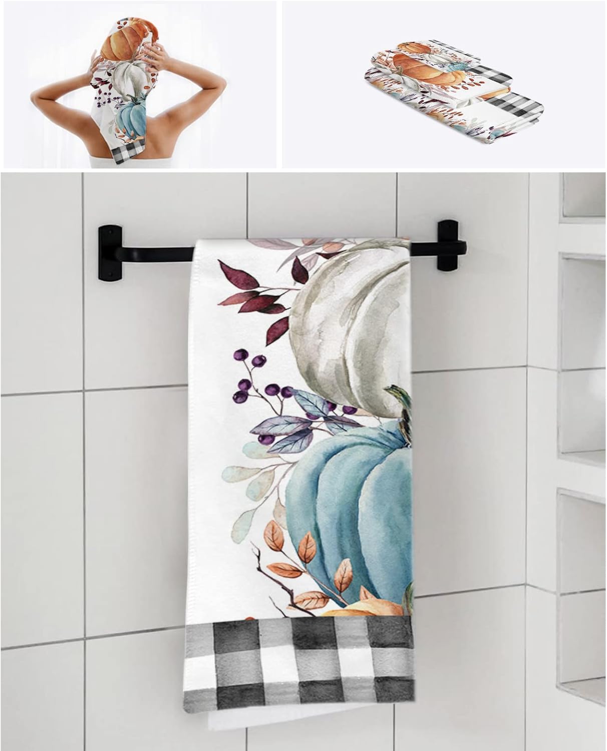 ZOE GARDEN Pumpkin Plaid 3-Piece Towel Set