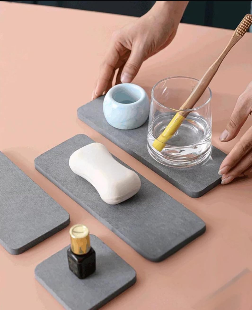 Water Absorbing Stone Tray for Sink - Light Grey 1