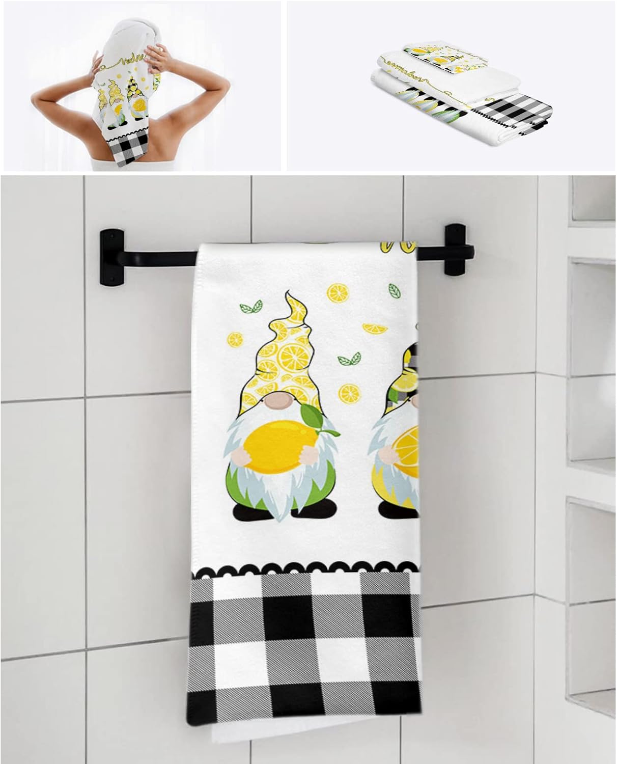 Shine-Home Summer Lemon Stripe Towel Set 3pcs