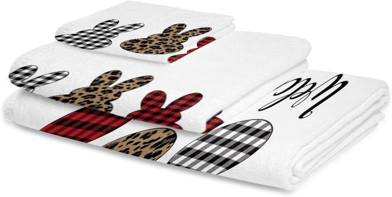 ZOE GARDEN Plaid Easter Bunny Bathroom Towel Set