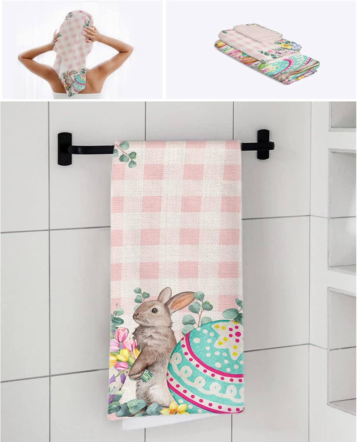 ZOE GARDEN Rabbit Egg Pink Microfiber Towel Set