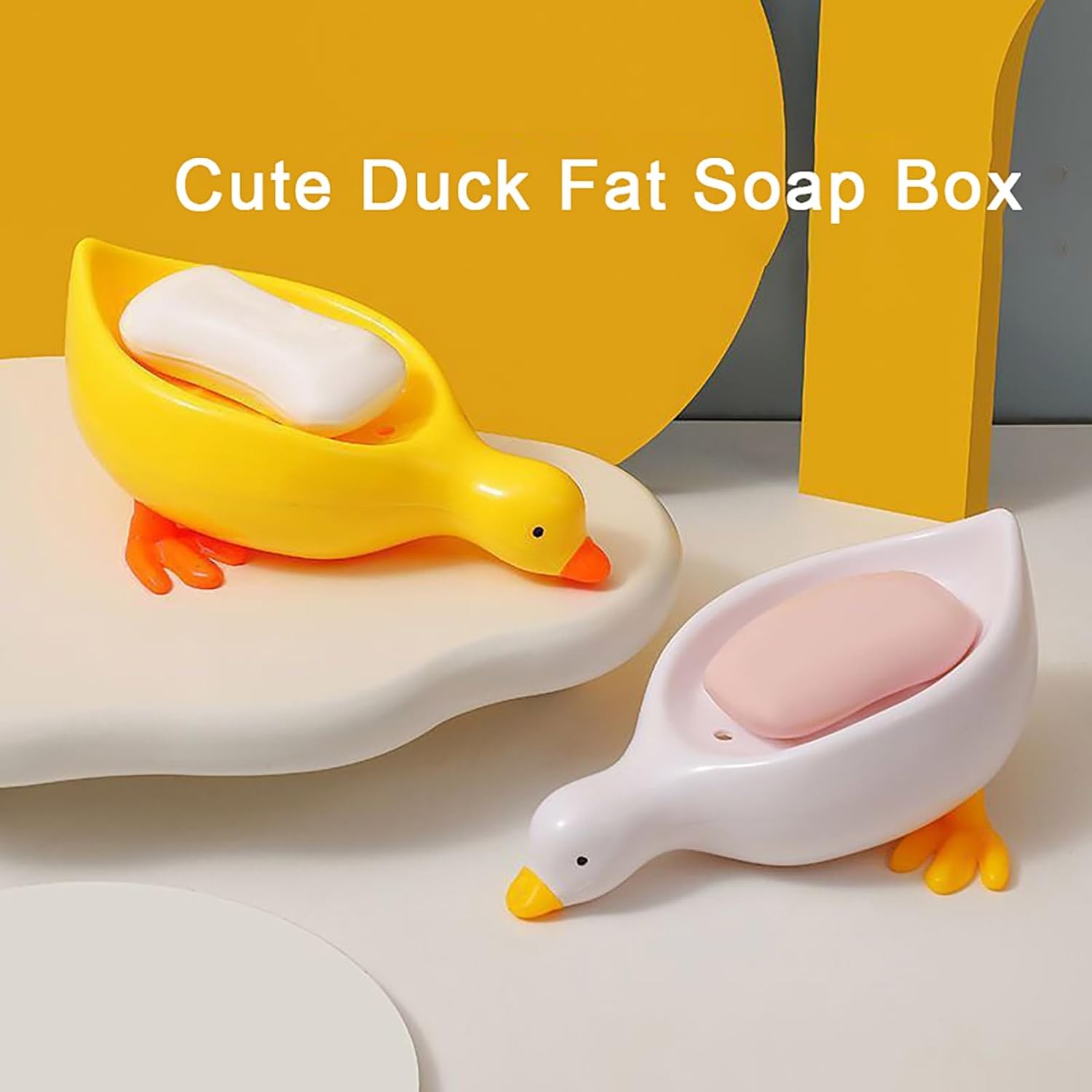 Cute Cartoon Duck Shape Soap Dish with Anti-Slip Design