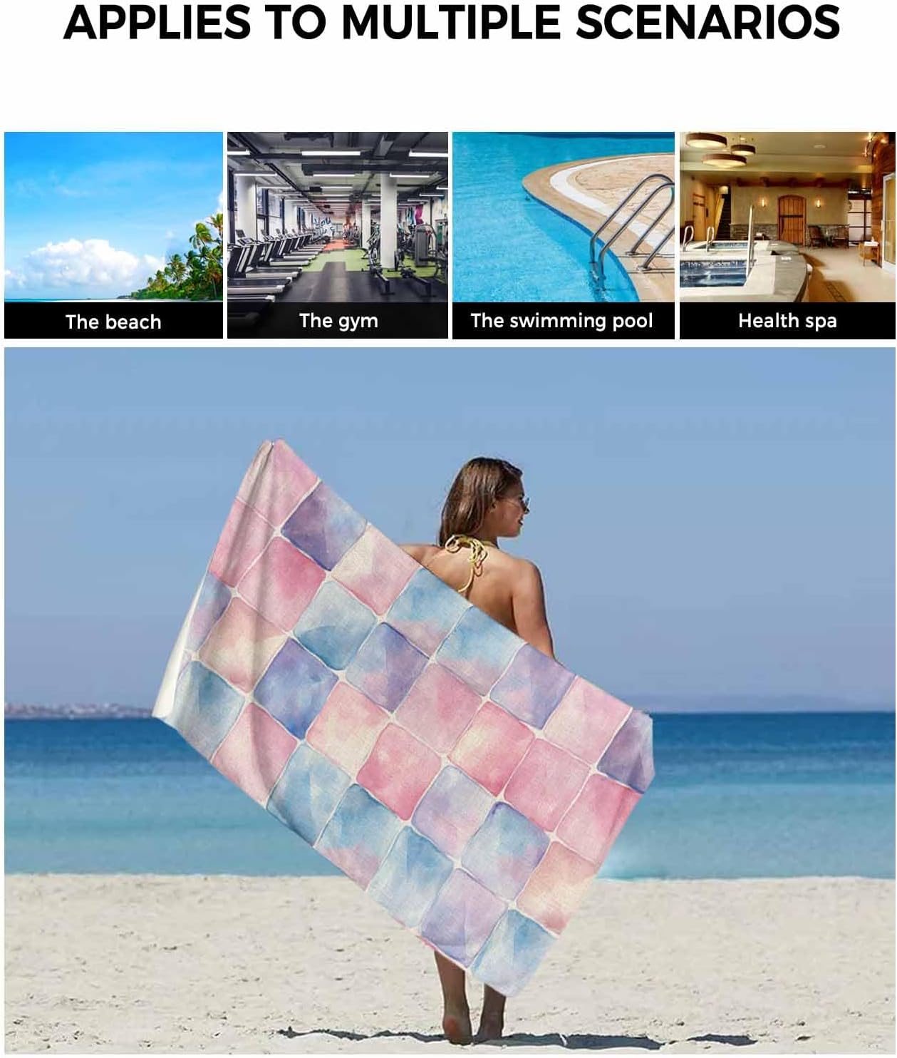 Shine-Home Rainbow Plaid Towel Set for Bathroom