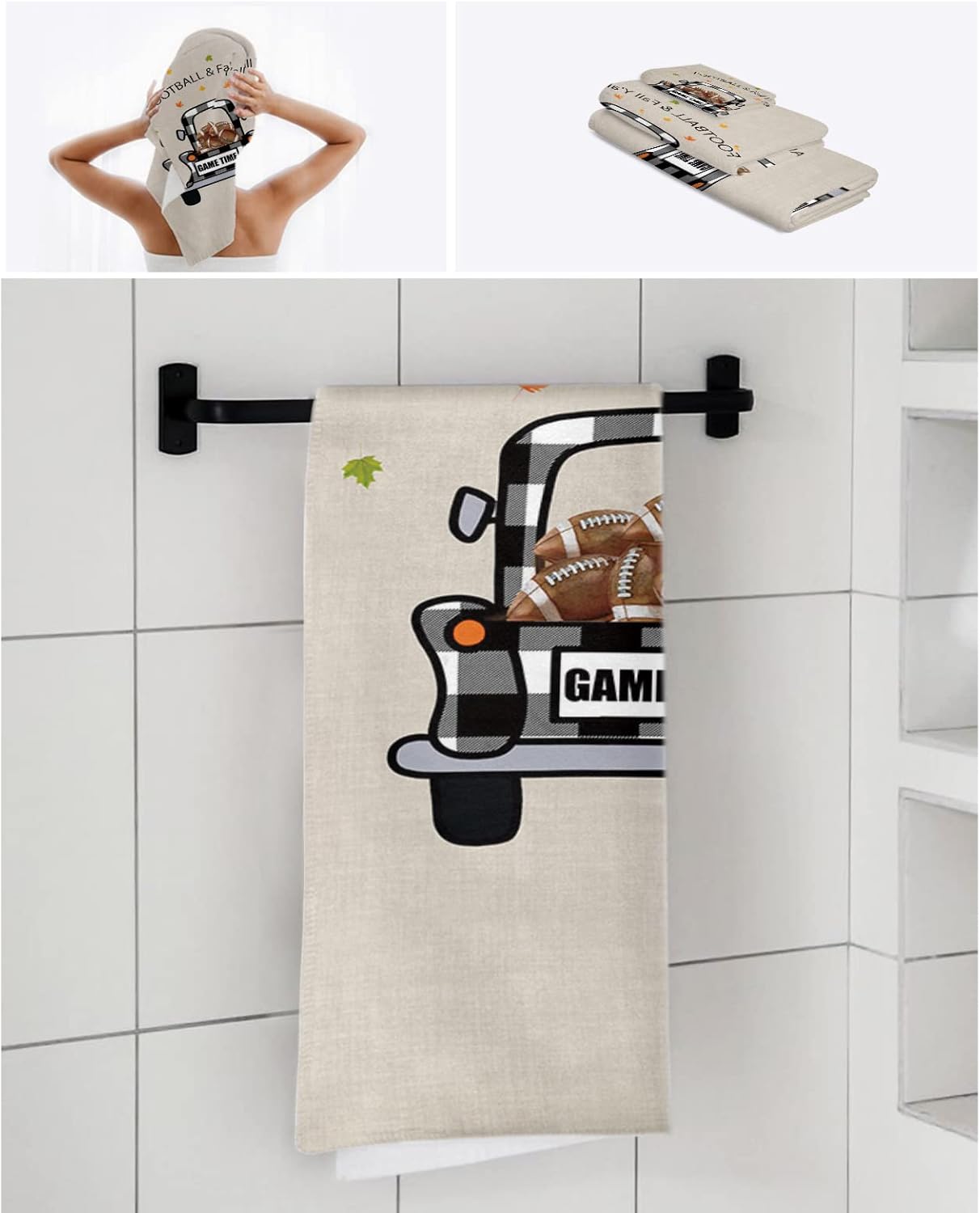Boanket Plaid Truck Load Football Fall Yall 3 Piece Towel Set