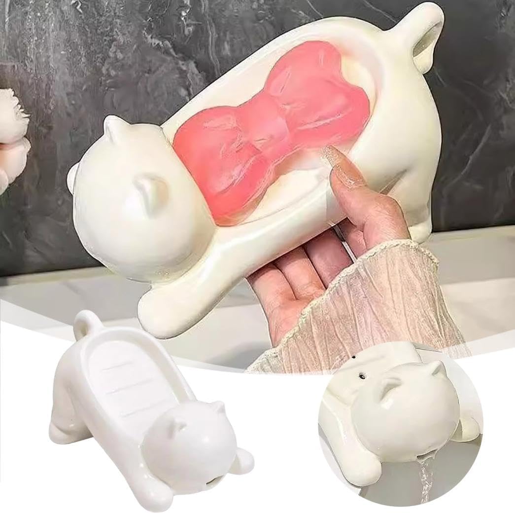 Cute Plastic Soap Slip Bar Holder with Drainage