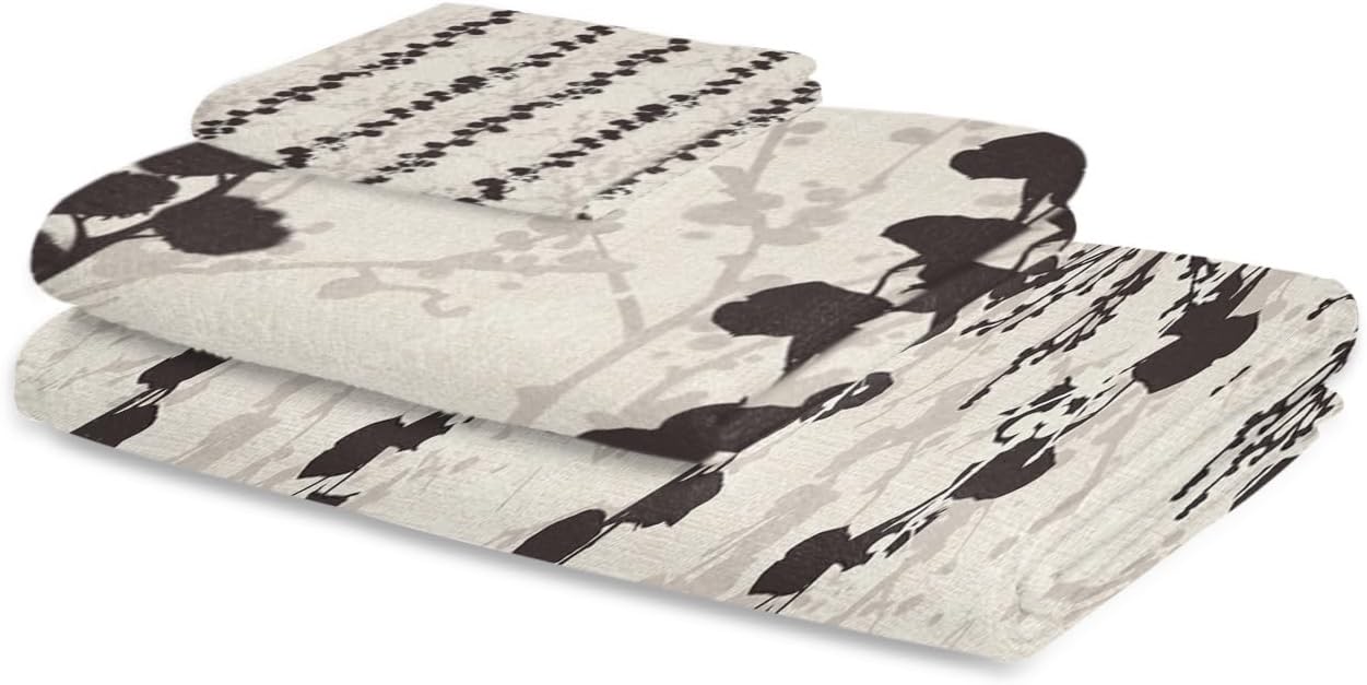 Smile Sunflower 3 Pk Bath Towels Set Fall Gray Black Design