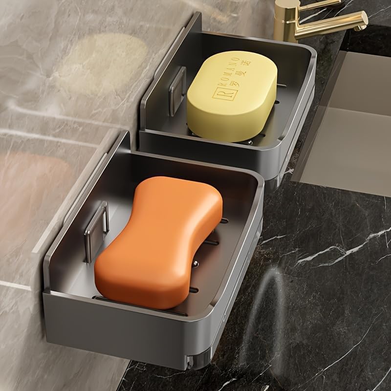 Self-Adhesive Soap Holder with 2 Hooks - Gray