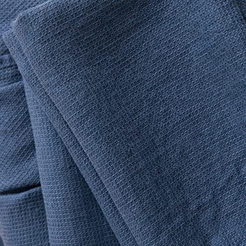 LinenMe 07799 Waffle Washed Linen Towel Set Indigo