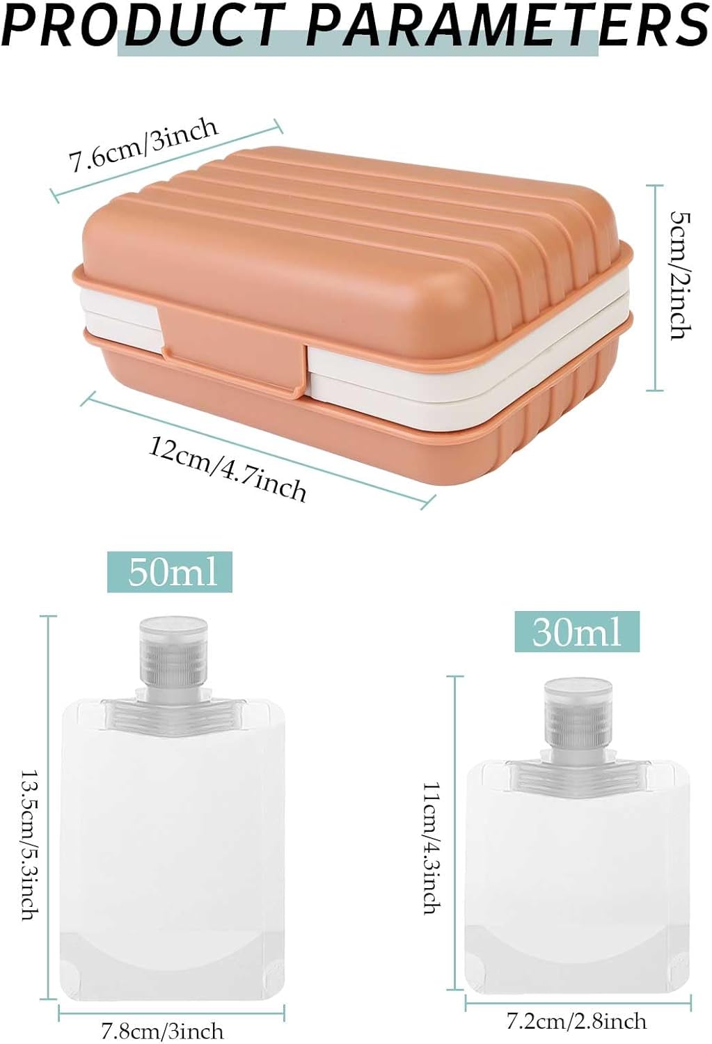 4 Pack Travel Soap Holder Set with Foaming Net and Packaging Bags Orange