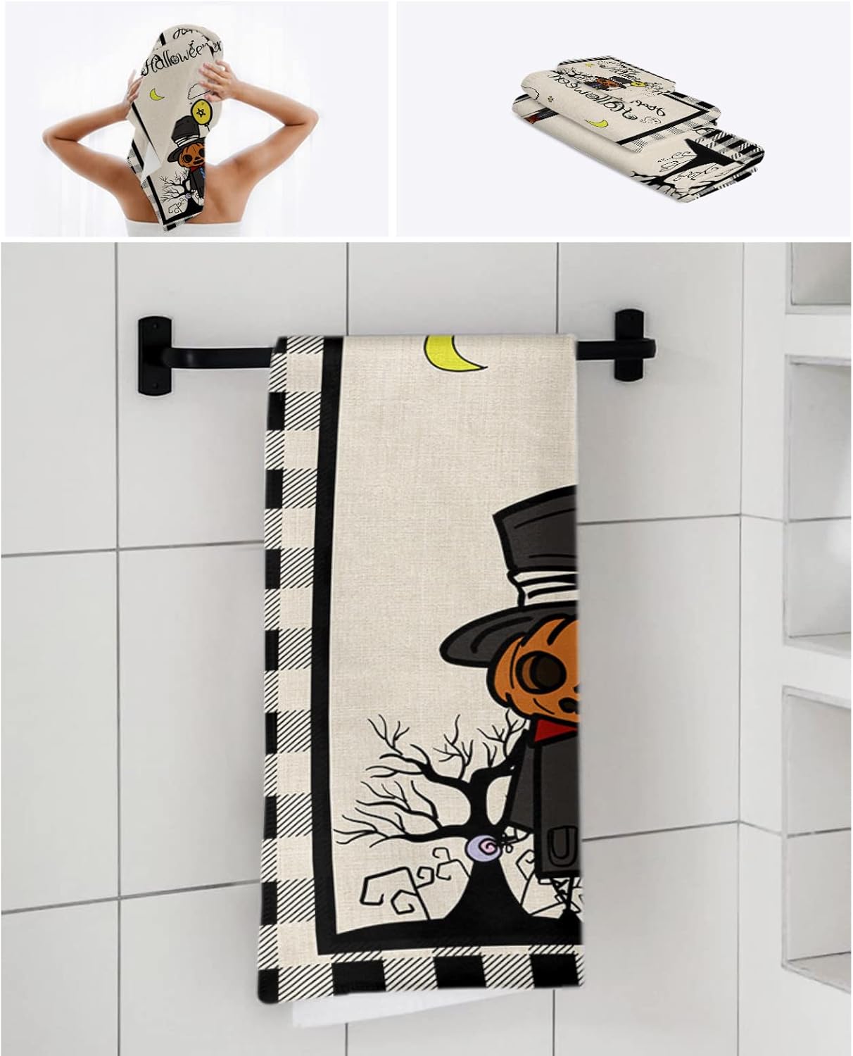 Chees D Zone Halloween Bath Towel Set with Ghost Face Design