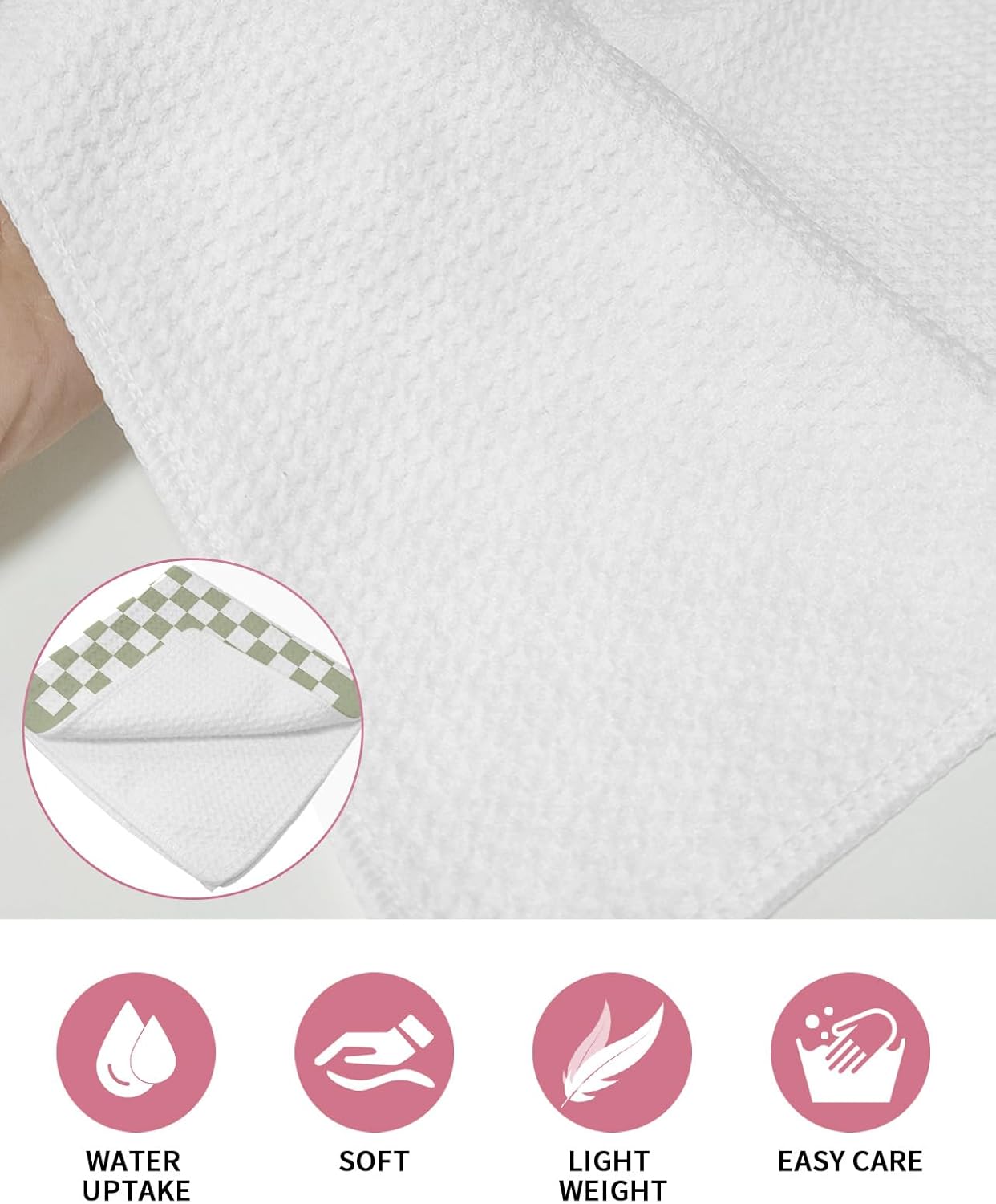 Falaniique Sage Green Plaid Waffle Towel Set of 2 1