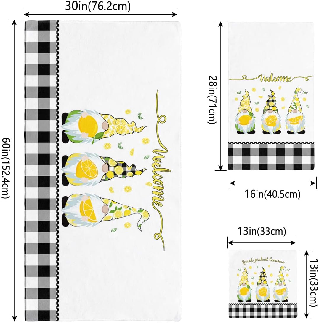 Shine-Home Summer Lemon Stripe Towel Set 3pcs