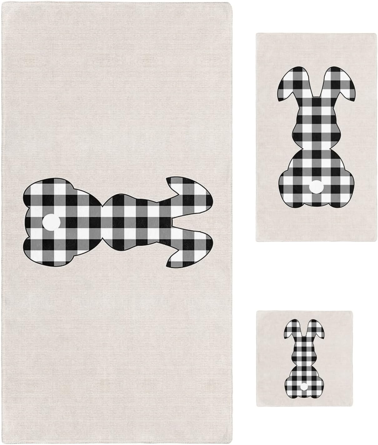 Anzona Easter Plaid Bunny 3-Piece Bath Towel Set 1