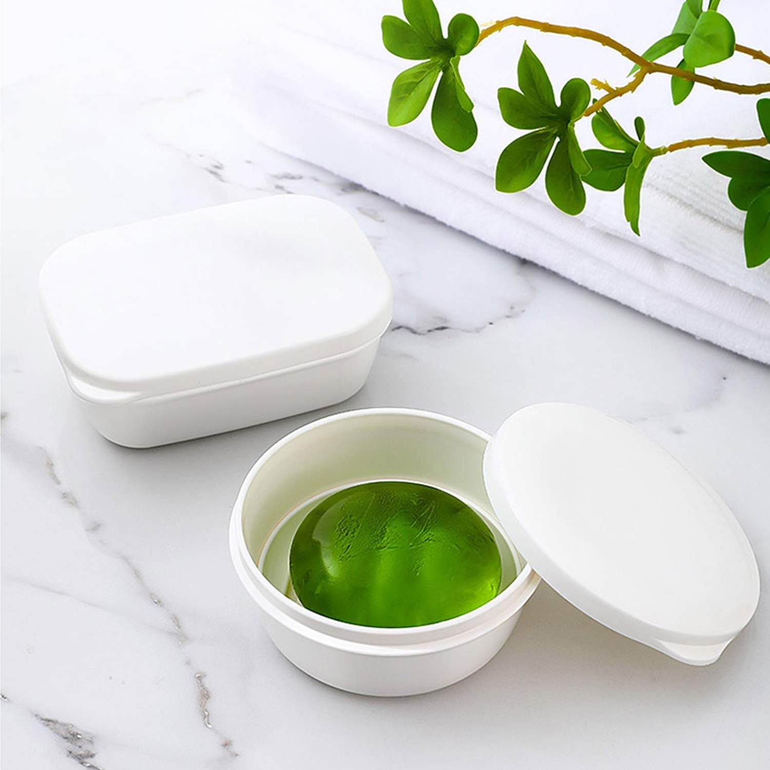 LENITH Round White Travel Soap Case Holder