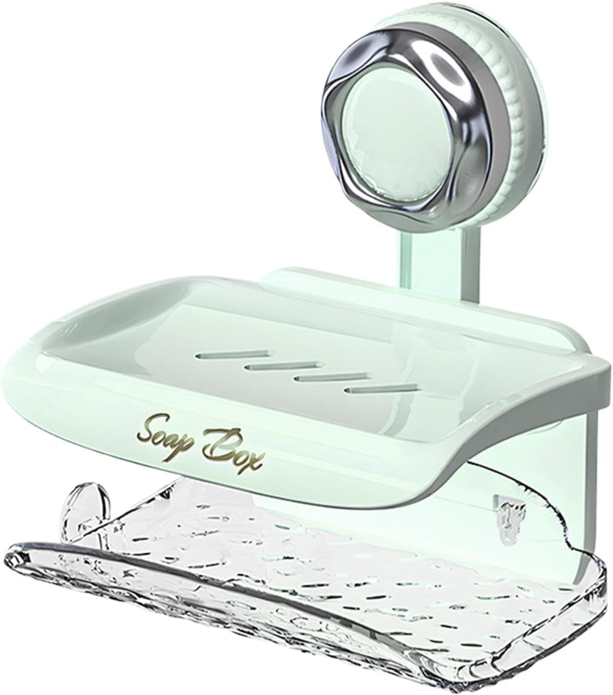 Suction Soap Holder - Double Tray Green Wall Mount