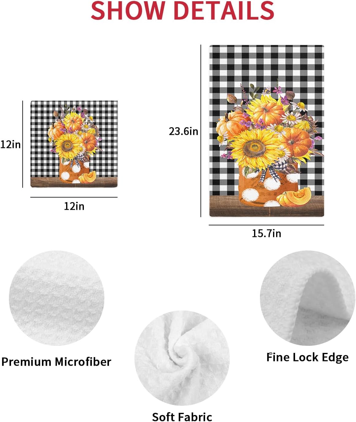 Falaniique Waffle Towel Set of 2 Black White