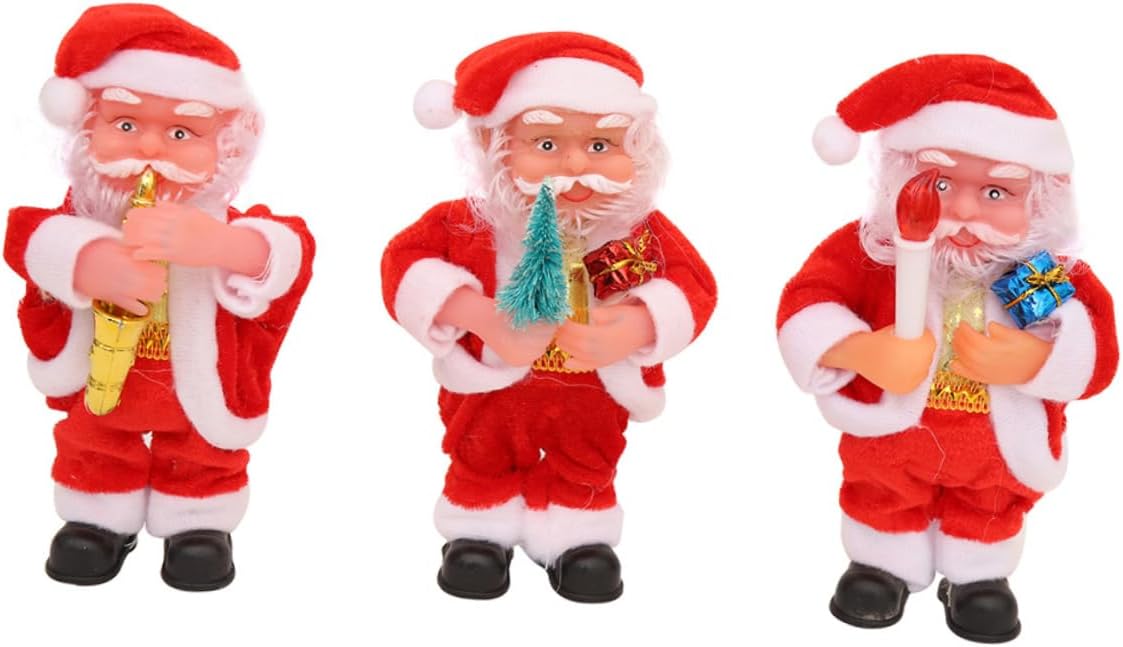 ABOOFAN 3Pcs Electric Santa Claus Christmas Ornament