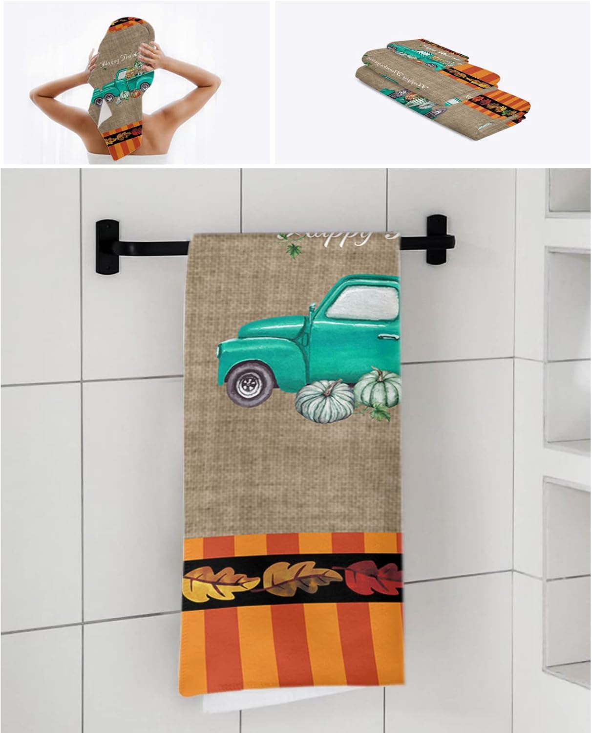 ZOE GARDEN 3-Piece Retro Bathroom Towel Set