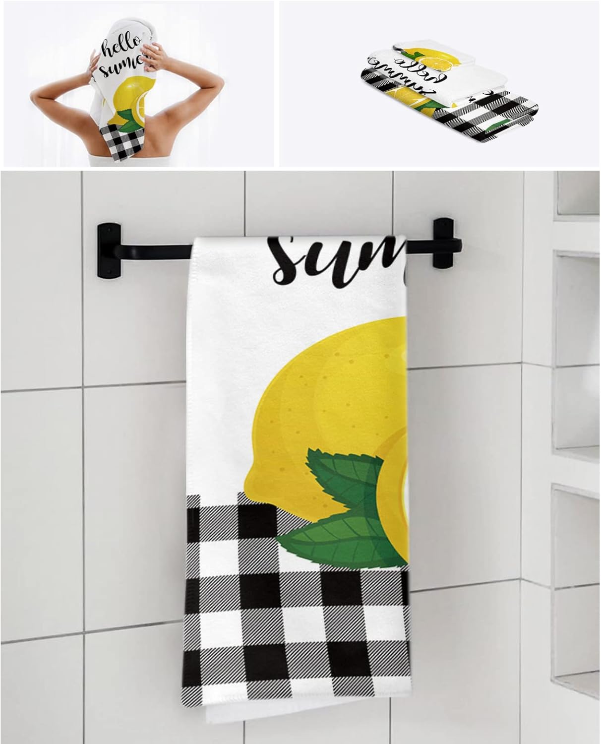 Shine-Home Retro Farm Buffalo Check Towel Set
