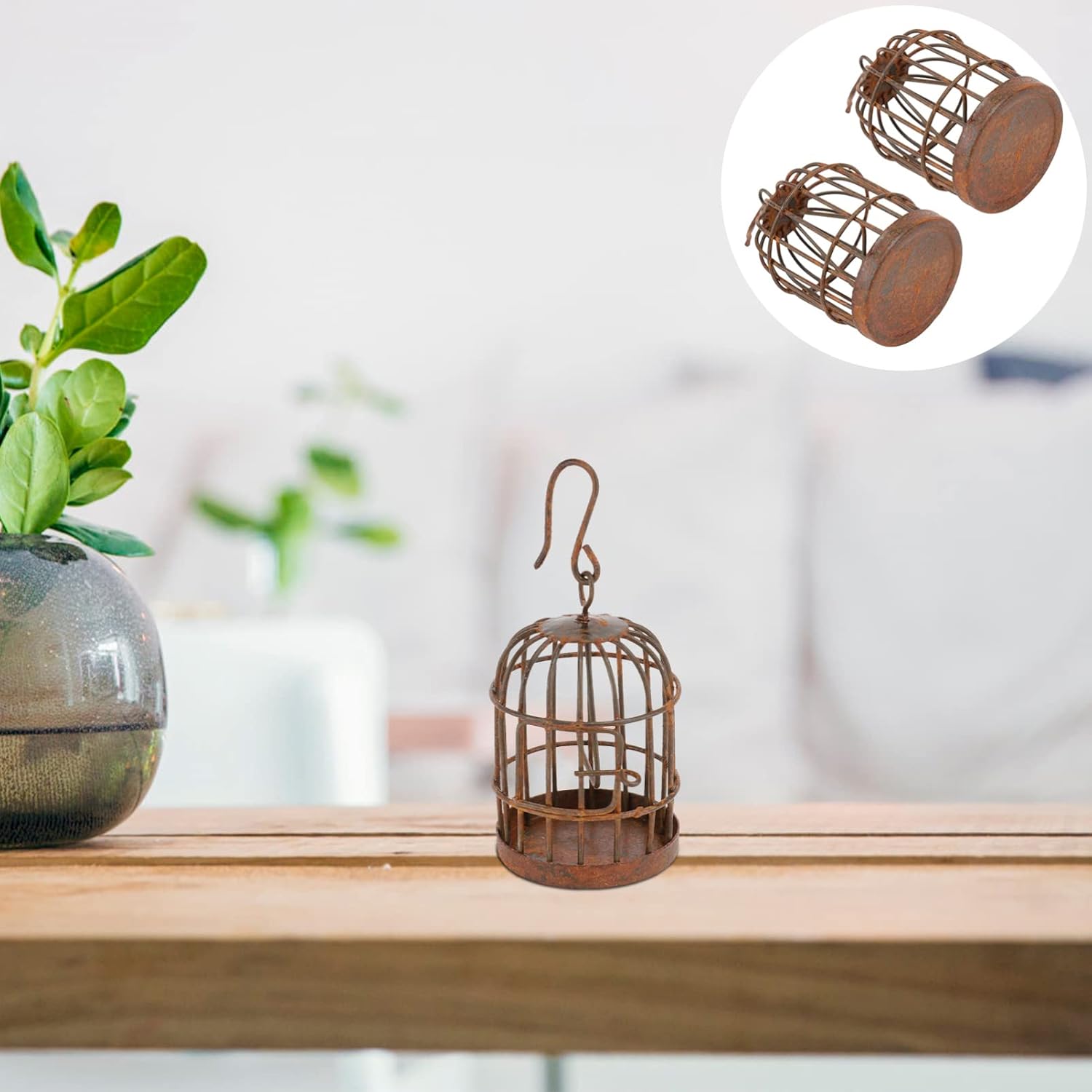 YARNOW 2pcs Miniature Bird Cage Decorative Lantern