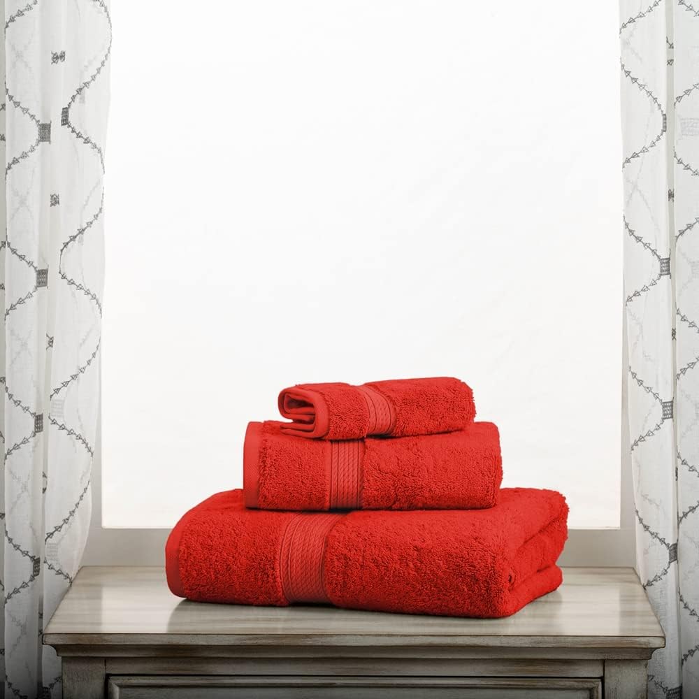 Superior Egyptian Cotton 3-Piece Towel Set in Red