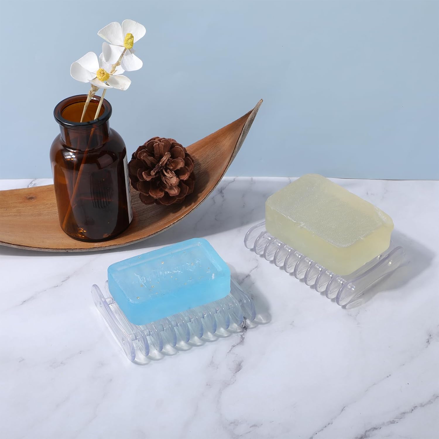 Teaaha 2 Pack Plastic Bar Soap Dish for Shower Kitchen and Bathroom